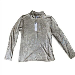 NWT Cupcakes & Cashmere Mock Neck Turtleneck Metallic Silver Champagne Sz M Top